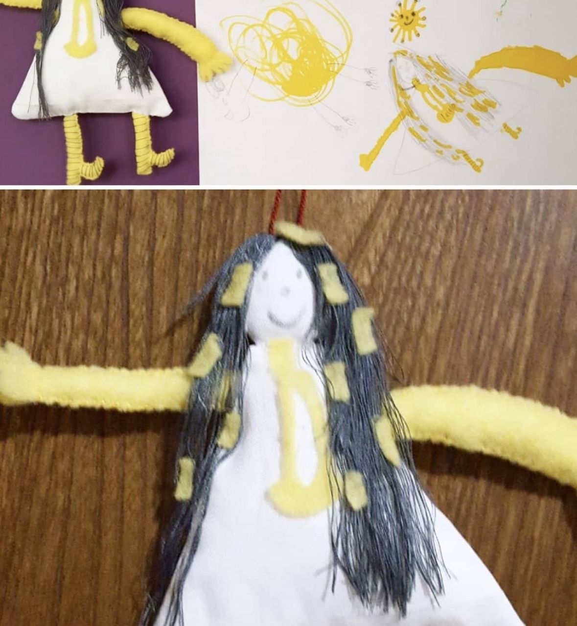 A child drawing realised as a sewn object