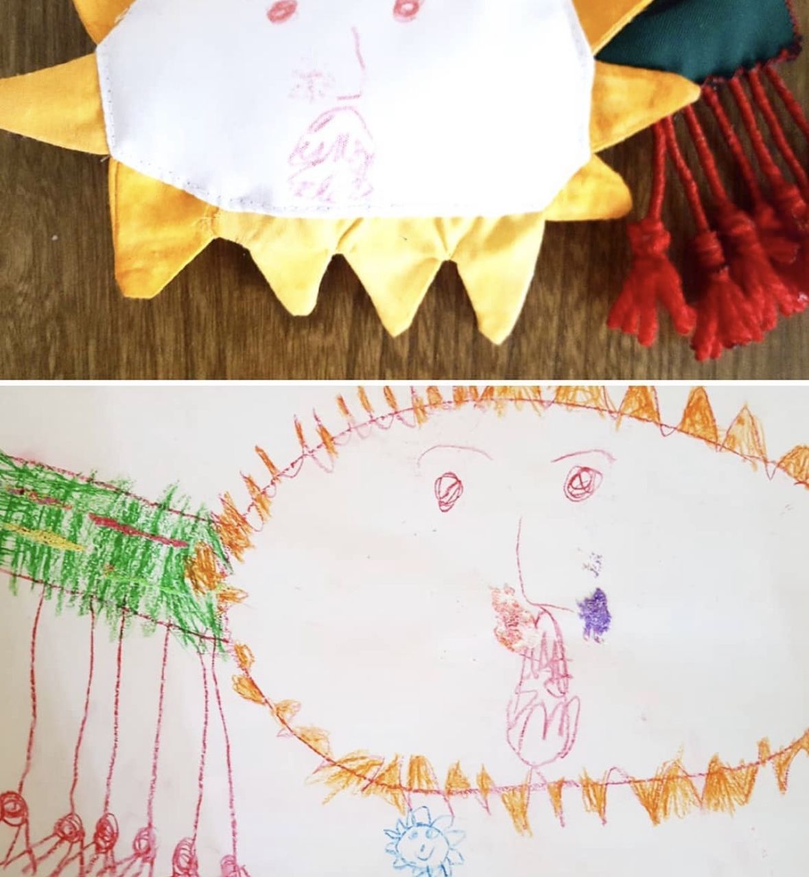 A child drawing realised as a sewn object